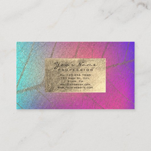 Faux Gold Foil Botanical Beauty Studio Ombre Pink Visitekaartje (Achterkant)