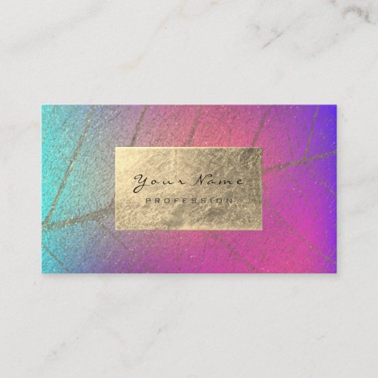 Faux Gold Foil Botanical Beauty Studio Ombre Pink Visitekaartje (Voorkant)