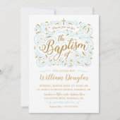 Faux Gold Foil Boy Baptism Invitation Kaart (Voorkant)