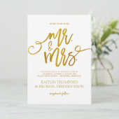 Faux Gold Foil Bruiloft uitnodigingen | Penseelscr (Staand voorkant)