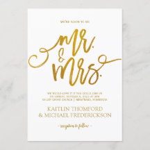 Faux Gold Foil Bruiloft uitnodigingen | Penseelscr