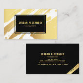 Faux Gold Foil Brushstrokes Modern Visitekaartje (Voorkant / Achterkant)