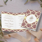 Faux Gold Foil Burgundy Red Damask Muslim Weduwsch