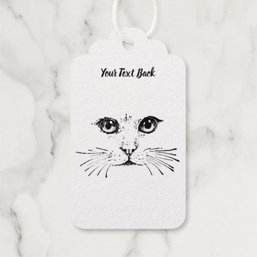 Faux Gold Foil Cat Face with Whiskers Cadeaulabels (Achterkant)
