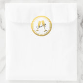 Faux Gold Foil Champagne Glasses ticker Ronde Sticker (Tas)