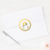 Faux Gold Foil Champagne Glasses ticker Ronde Sticker (Envelop)