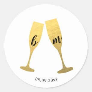 Faux Gold Foil Champagneglazen Bruiloft Sticker