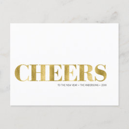 Faux Gold Foil Cheers Briefkaart nieuwjaarsfeestda
