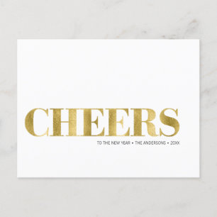 Faux Gold Foil Cheers Briefkaart nieuwjaarsfeestda