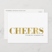 Faux Gold Foil Cheers Briefkaart nieuwjaarsfeestda (Voorkant / Achterkant)