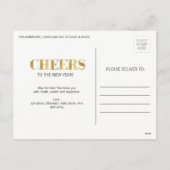 Faux Gold Foil Cheers Briefkaart nieuwjaarsfeestda (Achterkant)
