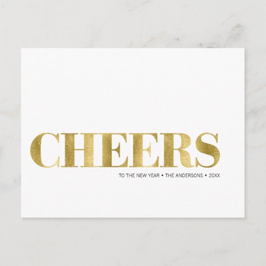 Faux Gold Foil Cheers Briefkaart nieuwjaarsfeestda (Voorkant)