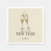 Faux Gold Foil Cheers Nieuwjaar papier Napkins Servet (Voorkant)