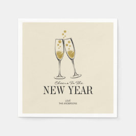 Faux Gold Foil Cheers Nieuwjaar papier Napkins Servet