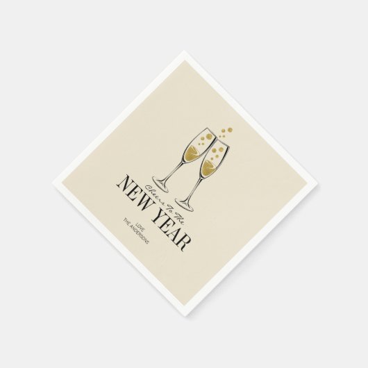 Faux Gold Foil Cheers Nieuwjaar papier Napkins Servet (Hoek)