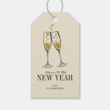 Faux Gold Foil Cheers Nieuwjaarscadeau-Label