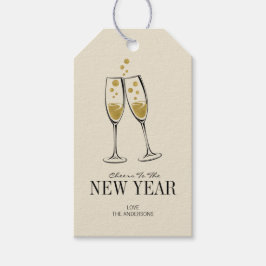 Faux Gold Foil Cheers Nieuwjaarscadeau-Label Cadeaulabel