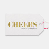 Faux Gold Foil Cheers Nieuwjaarscadeaubon Label Cadeaulabel (Voorkant (Horizontaal))