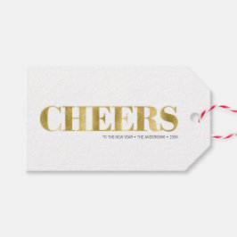 Faux Gold Foil Cheers Nieuwjaarscadeaubon Label Cadeaulabel