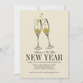 Faux Gold Foil Cheers Nieuwjaarsfeest Kaart (Voorkant)