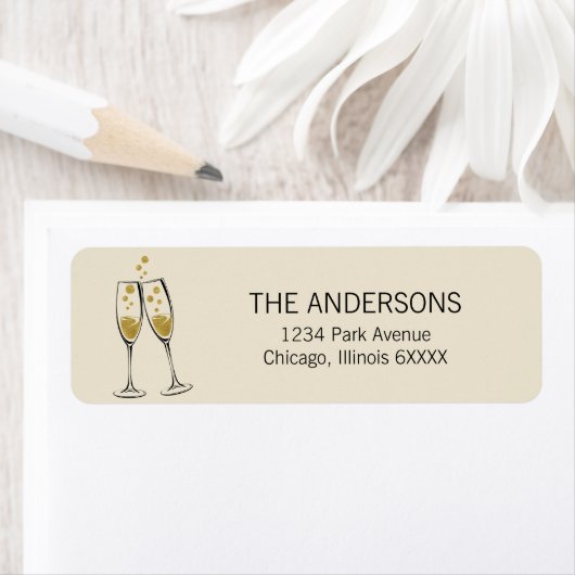 Faux Gold Foil Cheers Website nieuwjaars Etiket (Insitu)