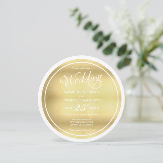 Faux Gold Foil Circle Weddenschap Kaart (Staand voorkant)