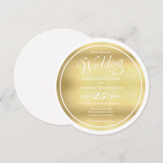 Faux Gold Foil Circle Weddenschap Kaart (Voorkant / Achterkant)