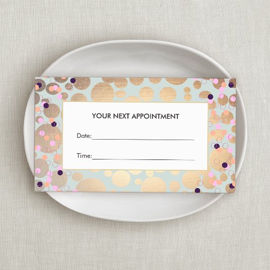 Faux Gold Foil Circles Confetti Appointment Card Afsprakenkaartje