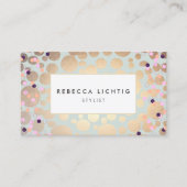 Faux Gold Foil Circles Confetti Beauty Salon Visitekaartje (Voorkant)