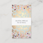 Faux Gold Foil Circles en Confetti Pattern Visitekaartje (Voorkant)