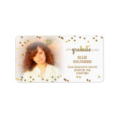 Faux Gold Foil Confetti Afstuderen Foto Etiket (Voorkant)