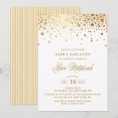 Faux Gold Foil Confetti Bar Mitswa Uitnodiging (Voorkant / Achterkant)