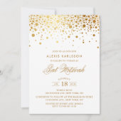 Faux Gold Foil Confetti Bat Mitzvah Uitnodiging (Voorkant)