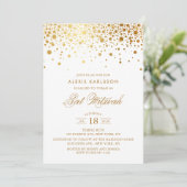 Faux Gold Foil Confetti Bat Mitzvah Uitnodiging (Staand voorkant)