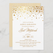 Faux Gold Foil Confetti Bat Mitzvah Uitnodiging (Voorkant / Achterkant)