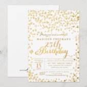 Faux Gold Foil Confetti Birthday Party Kaart (Voorkant / Achterkant)