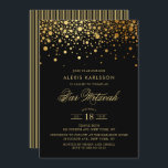 Faux Gold Foil Confetti Black Bar Mitzvah Kaart<br><div class="desc">Nodig familie en vrienden uit aan uw dochter Bar Mitzvah met deze moderne en elegante uitnodiging. Het is voorzien van faux gouden confetti-stippen en strepen. Personaliseer door naam,  datum,  tijd,  plaats en andere gebeurtenisdetails toe te voegen. Overeenkomende objecten zijn beschikbaar.</div>