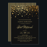 Faux Gold Foil Confetti Black Bat Mitzvah Kaart<br><div class="desc">Nodig familie en vrienden uit aan je dochter Bat Mitzvah met deze moderne en elegante uitnodiging. Het is voorzien van faux gouden confetti-stippen en strepen. Personaliseer door naam,  datum,  tijd,  plaats en andere gebeurtenisdetails toe te voegen. Overeenkomende objecten zijn beschikbaar.</div>
