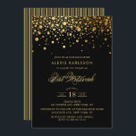Faux Gold Foil Confetti Black Bat Mitzvah Kaart<br><div class="desc">Nodig familie en vrienden uit aan je dochter Bat Mitzvah met deze moderne en elegante uitnodiging. Het is voorzien van faux gouden confetti-stippen en strepen. Personaliseer door naam,  datum,  tijd,  plaats en andere gebeurtenisdetails toe te voegen. Overeenkomende objecten zijn beschikbaar.</div>