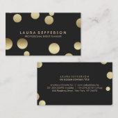 Faux Gold Foil Confetti Black Modern Visitekaartje (Voorkant / Achterkant)