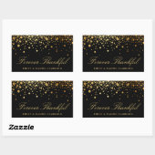 Faux Gold Foil Confetti Black Weddenschap Hartelij Rechthoekige Sticker (Vel)