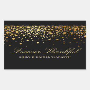 Faux Gold Foil Confetti Black Weddenschap Hartelij Rechthoekige Sticker