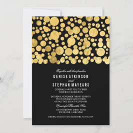Faux Gold Foil Confetti Black Weddenschap Kaart