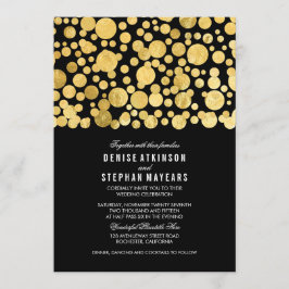 Faux Gold Foil Confetti Black Weddenschap Kaart