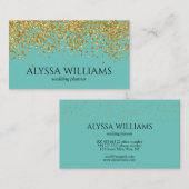 Faux Gold Foil Confetti Blauwgroen Elegant Visitekaartje (Voorkant / Achterkant)