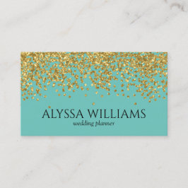 Faux Gold Foil Confetti Blauwgroen Elegant Visitekaartje