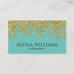Faux Gold Foil Confetti Blauwgroen Elegant Visitekaartje