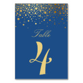 Faux Gold Foil Confetti Blue Table Numbers Bard Kaart (Achterkant)
