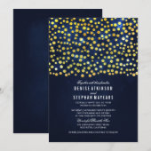 Faux Gold Foil Confetti Blue Weddenschap Kaart (Voorkant / Achterkant)