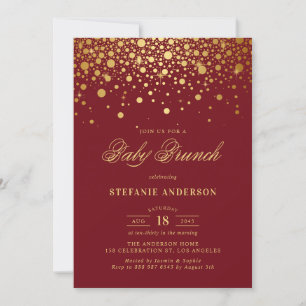 Faux Gold Foil Confetti Bourgondië Baby Brunch Kaart